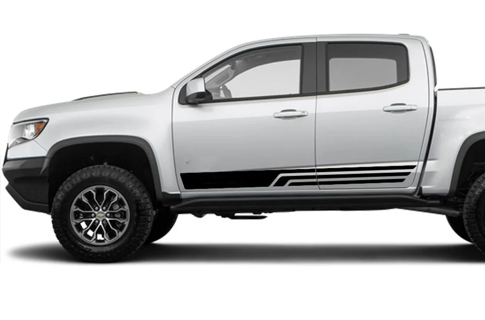 Triple Side Stripes Graphics Vinyl Decals Compatible with Chevrolet Colorado Crew Cab