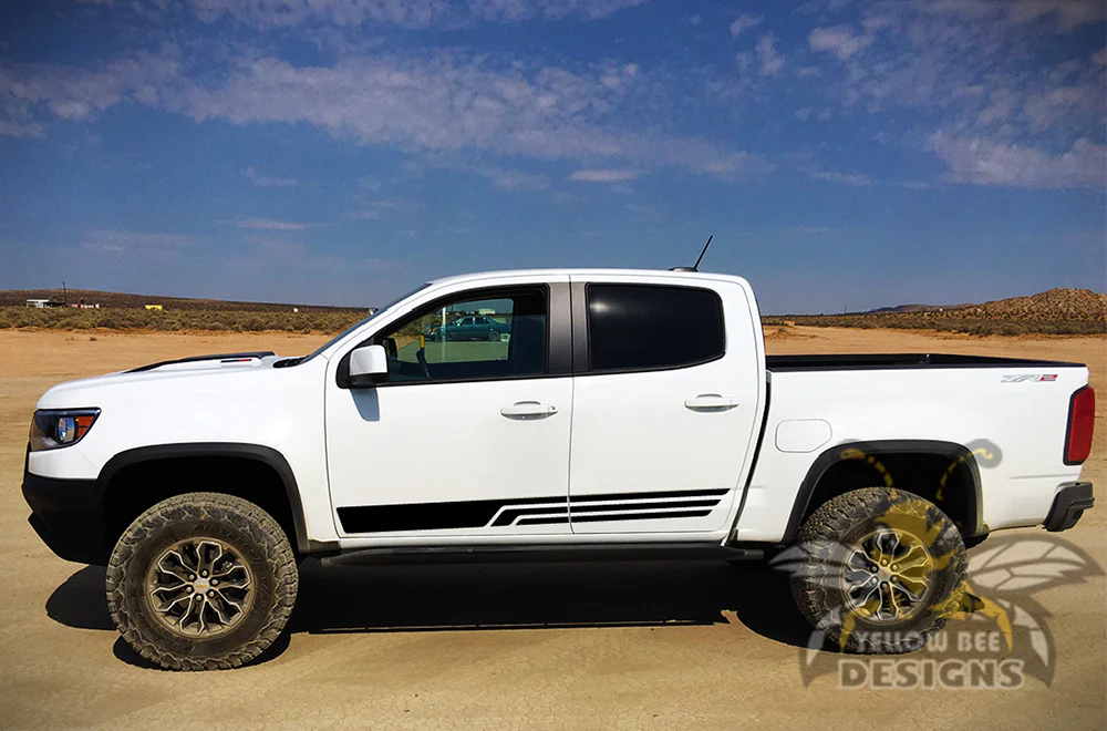 Triple Side Stripes Graphics Vinyl Decals Compatible with Chevrolet Colorado Crew Cab - Image 2