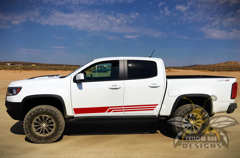 Triple Side Stripes Graphics Vinyl Decals Compatible with Chevrolet Colorado Crew Cab - Image 4