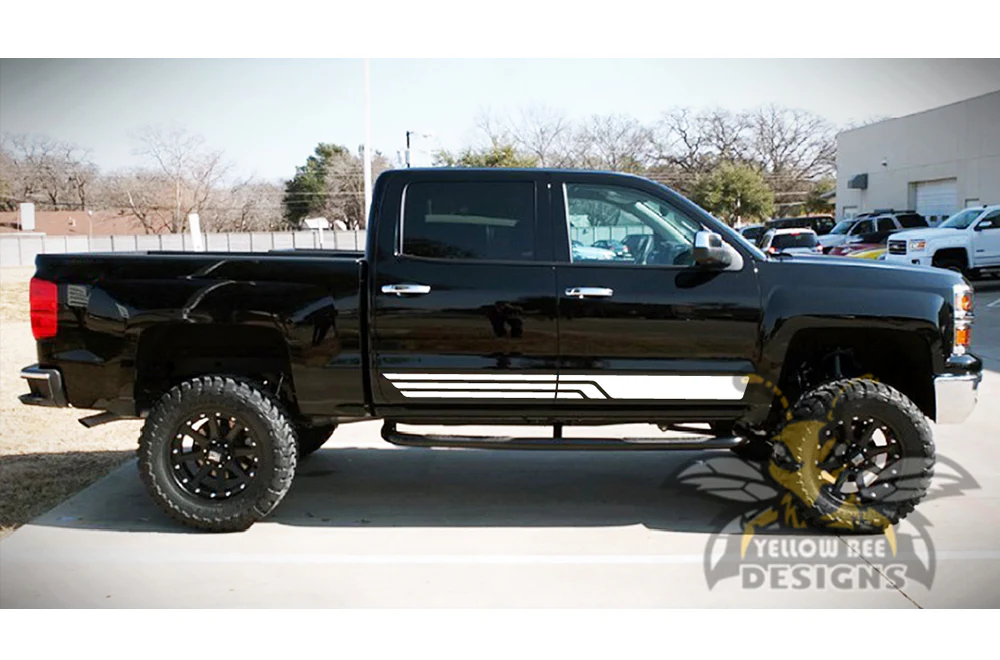 Triple Side Stripes Graphics Vinyl Decals Compatible with Chevrolet Silverado 1500 Crew Cab - Image 4