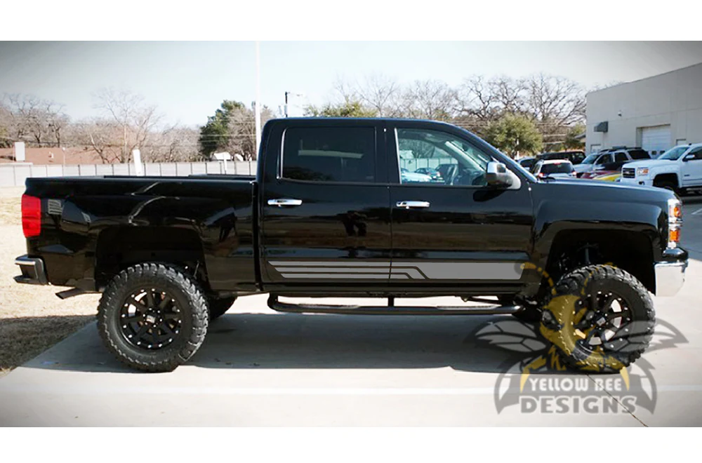 Triple Side Stripes Graphics Vinyl Decals Compatible with Chevrolet Silverado 1500 Crew Cab - Image 5