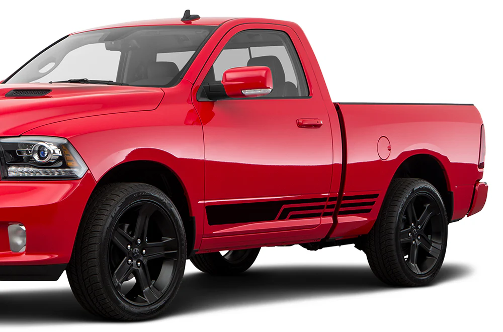 Triple Side Stripes Graphics Vinyl Decals Compatible with Dodge Ram Regular Cab 1500