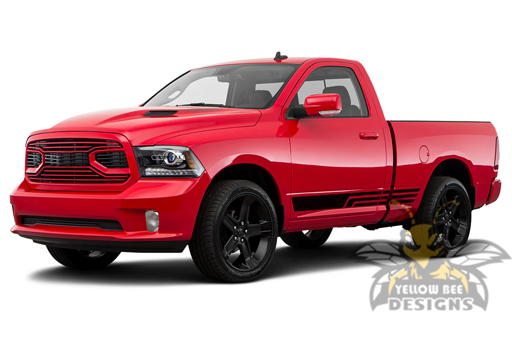 Triple Side Stripes Graphics Vinyl Decals Compatible with Dodge Ram Regular Cab 1500 - Image 2