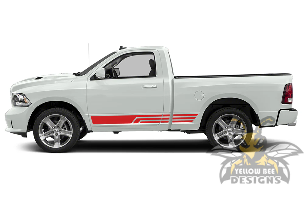 Triple Side Stripes Graphics Vinyl Decals Compatible with Dodge Ram Regular Cab 1500 - Image 3