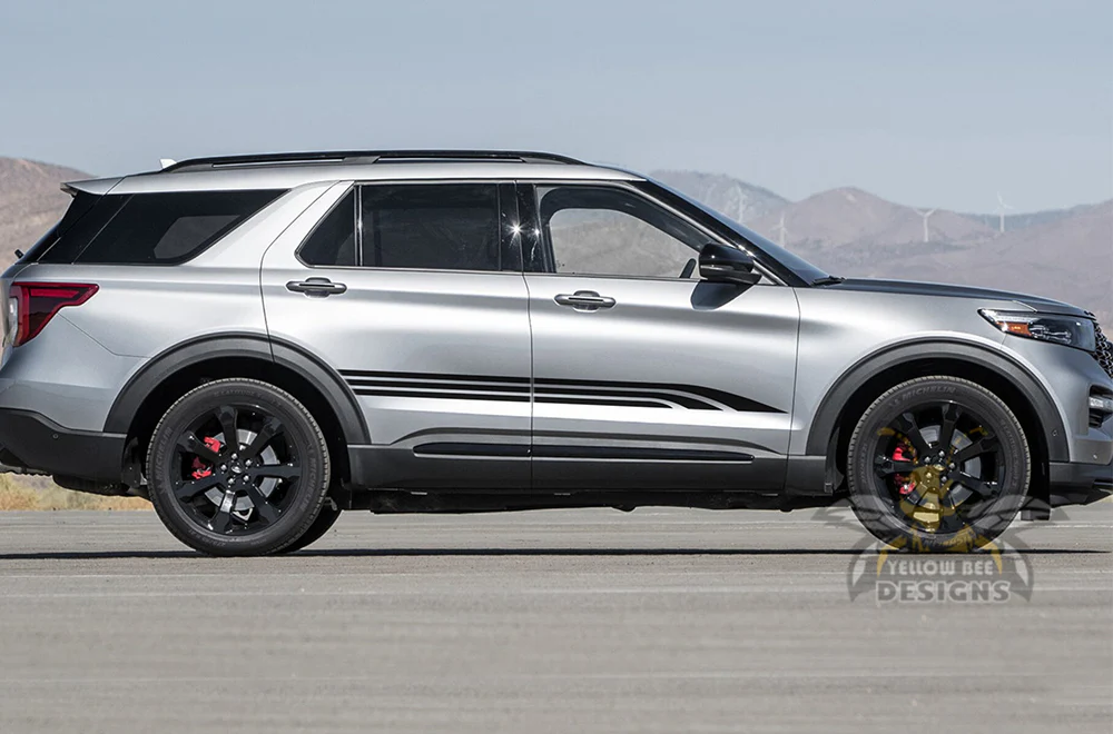 Triple Side Stripes Graphics Vinyl Decals Compatible with Ford Explorer - Image 2