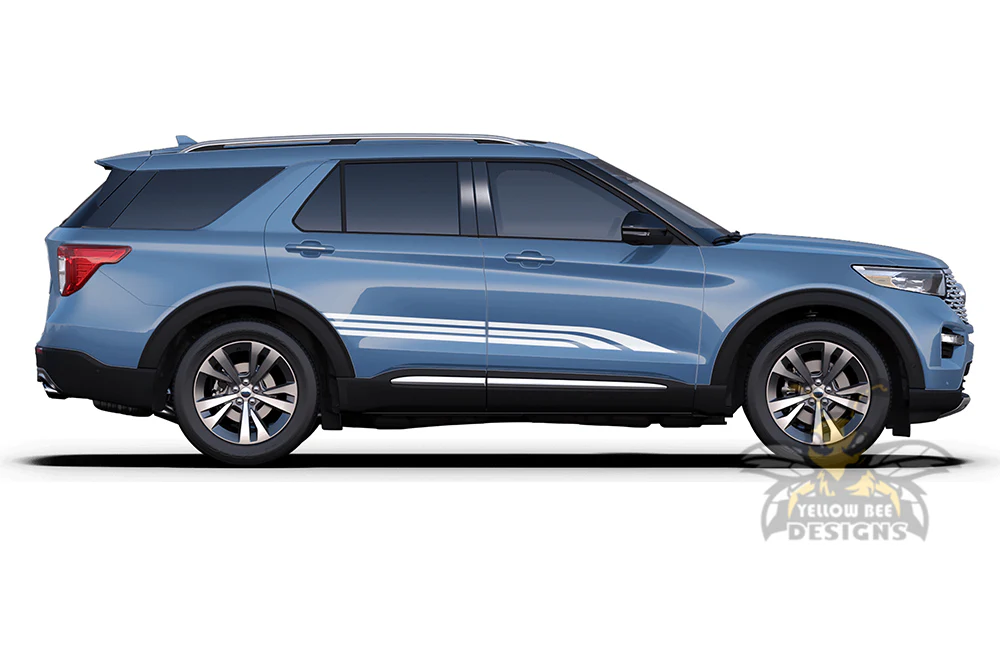 Triple Side Stripes Graphics Vinyl Decals Compatible with Ford Explorer - Image 3