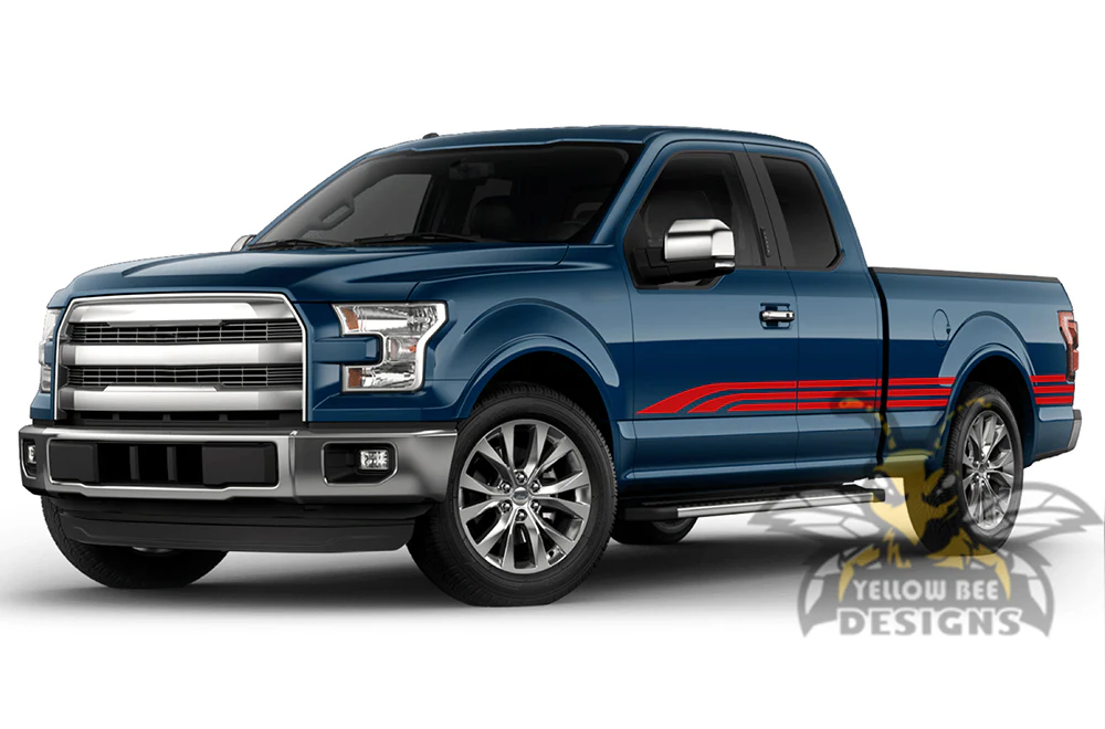 Triple Side Stripes Graphics Vinyl Decals Compatible with Ford F150 Super Cab 6.5'' - Image 3