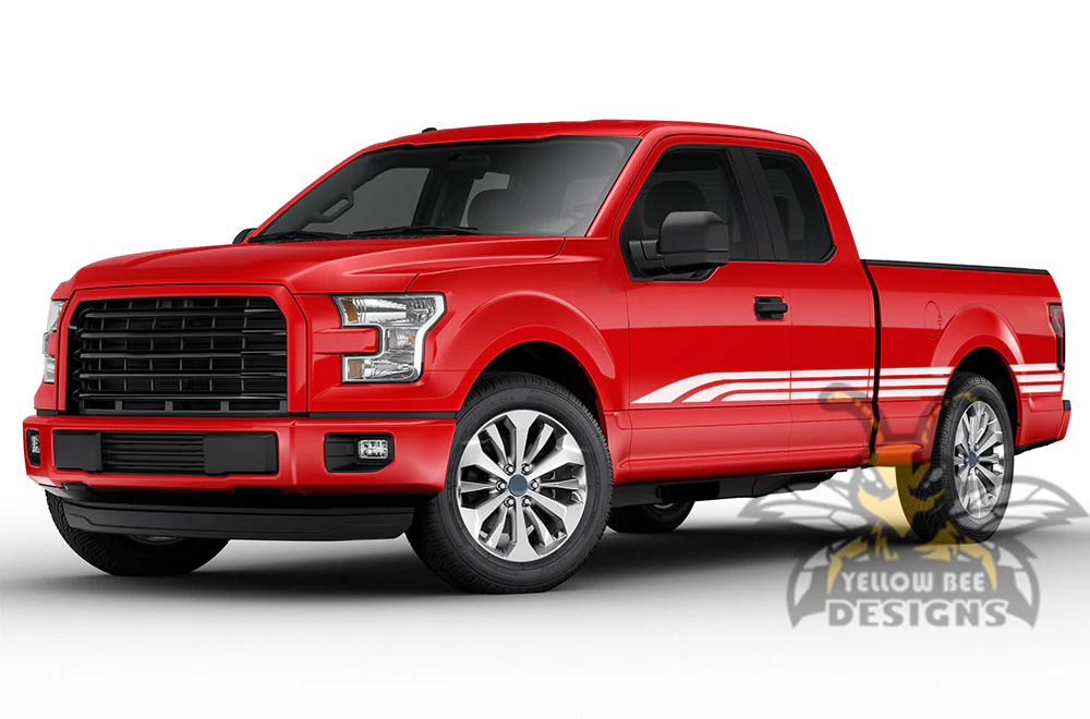 Triple Side Stripes Graphics Vinyl Decals Compatible with Ford F150 Super Cab 6.5'' - Image 4