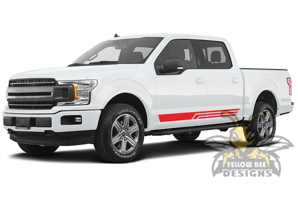 Triple Side Stripes Graphics Vinyl Decals Compatible with Ford F150 Super Crew Cab 5.5'' - Image 3