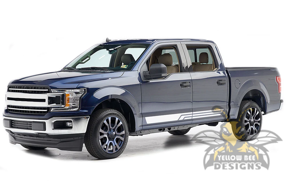 Triple Side Stripes Graphics Vinyl Decals Compatible with Ford F150 Super Crew Cab 5.5'' - Image 4