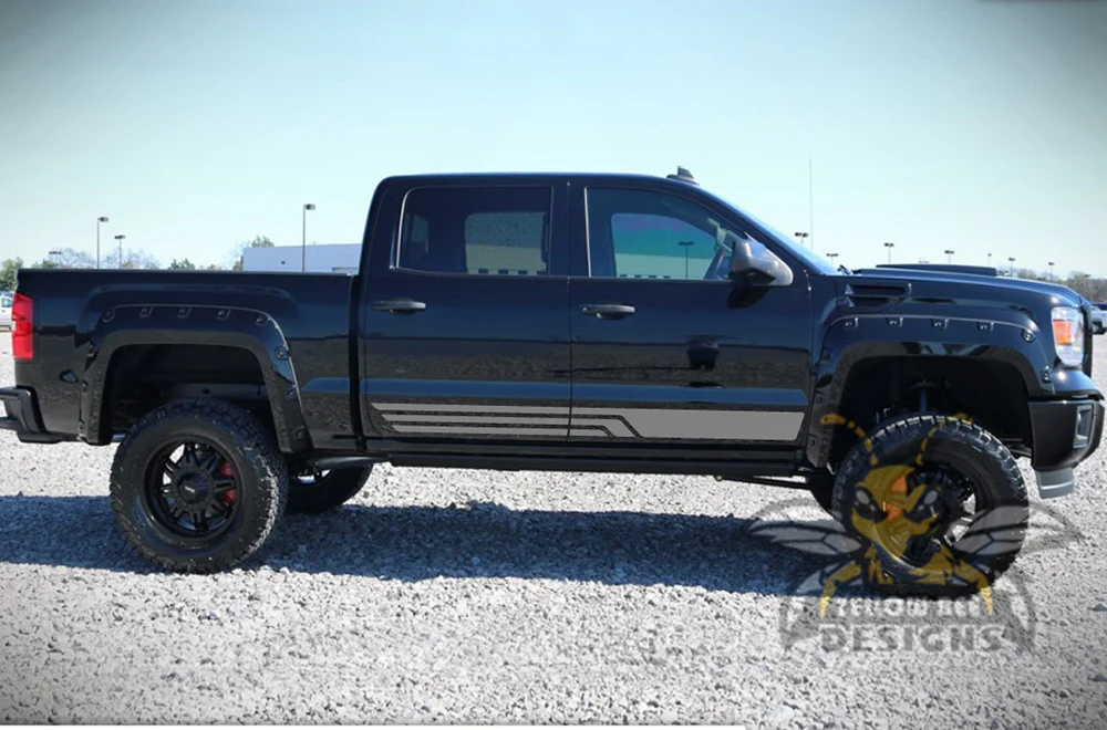 Triple Side Stripes Graphics Vinyl Decals Compatible with GMC Sierra Crew Cab - Image 3