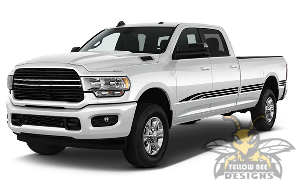 Triple Stripes Graphics Kit Vinyl Decals Compatible with Dodge Ram Crew Cab 3500 Bed 8” - Image 2