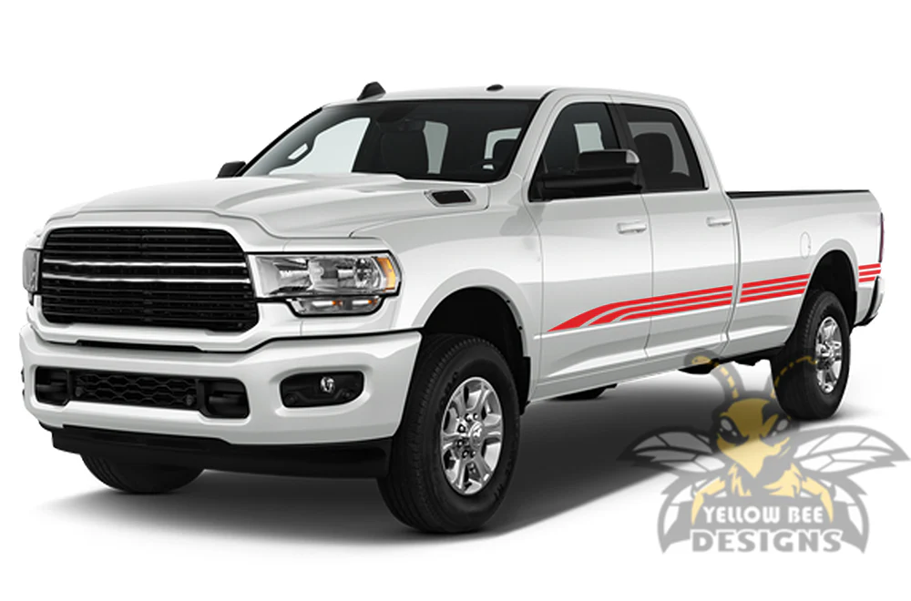 Triple Stripes Graphics Kit Vinyl Decals Compatible with Dodge Ram Crew Cab 3500 Bed 8” - Image 3
