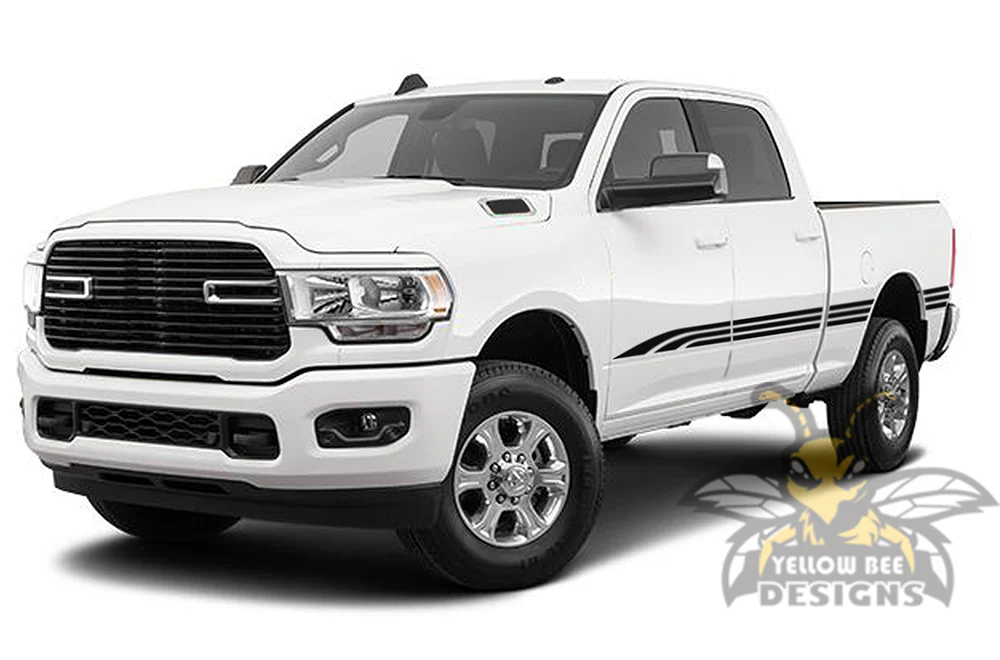 Triple Stripes Graphics Vinyl Decal Compatible with Dodge Ram Crew Cab 3500 Bed 6'4” - Image 2