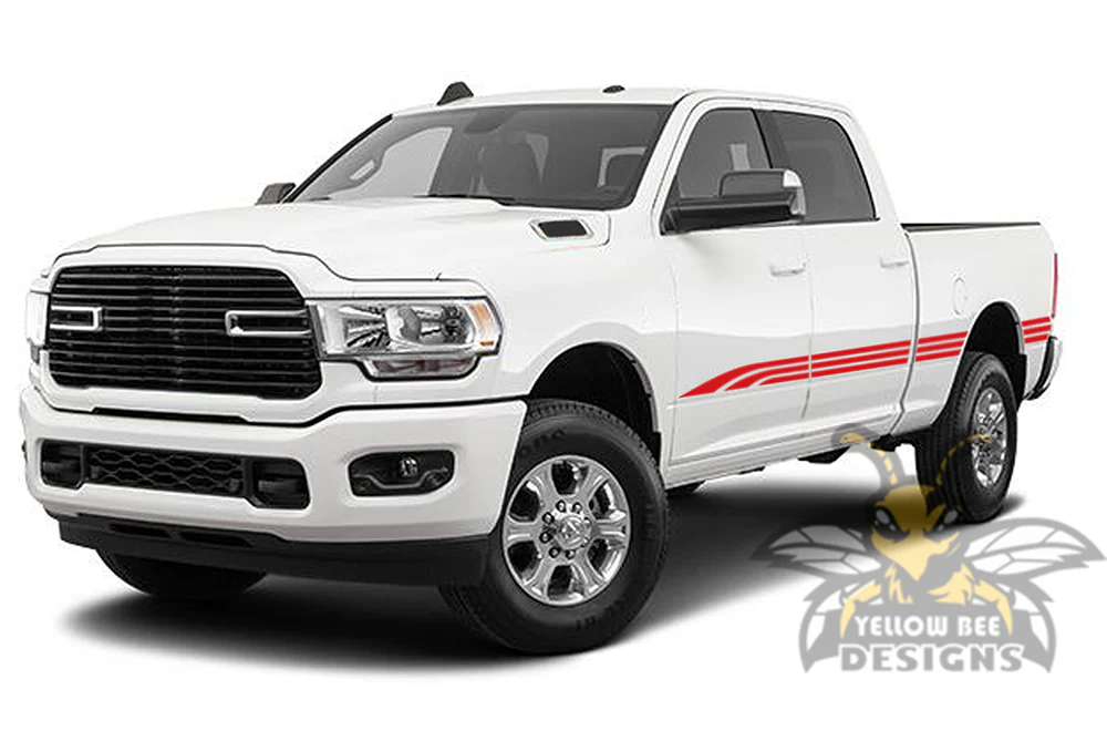 Triple Stripes Graphics Vinyl Decal Compatible with Dodge Ram Crew Cab 3500 Bed 6'4” - Image 3