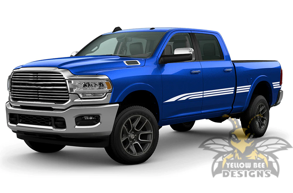 Triple Stripes Graphics Vinyl Decal Compatible with Dodge Ram Crew Cab 3500 Bed 6'4” - Image 4