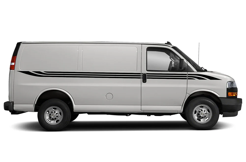 Triple Stripes Graphics Vinyl Decals Compatible with Chevrolet Express