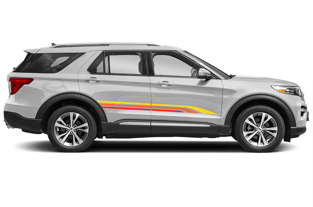Triple Stripes Red Yellow Orange Graphics Vinyl Decals Compatible with Ford Explorer