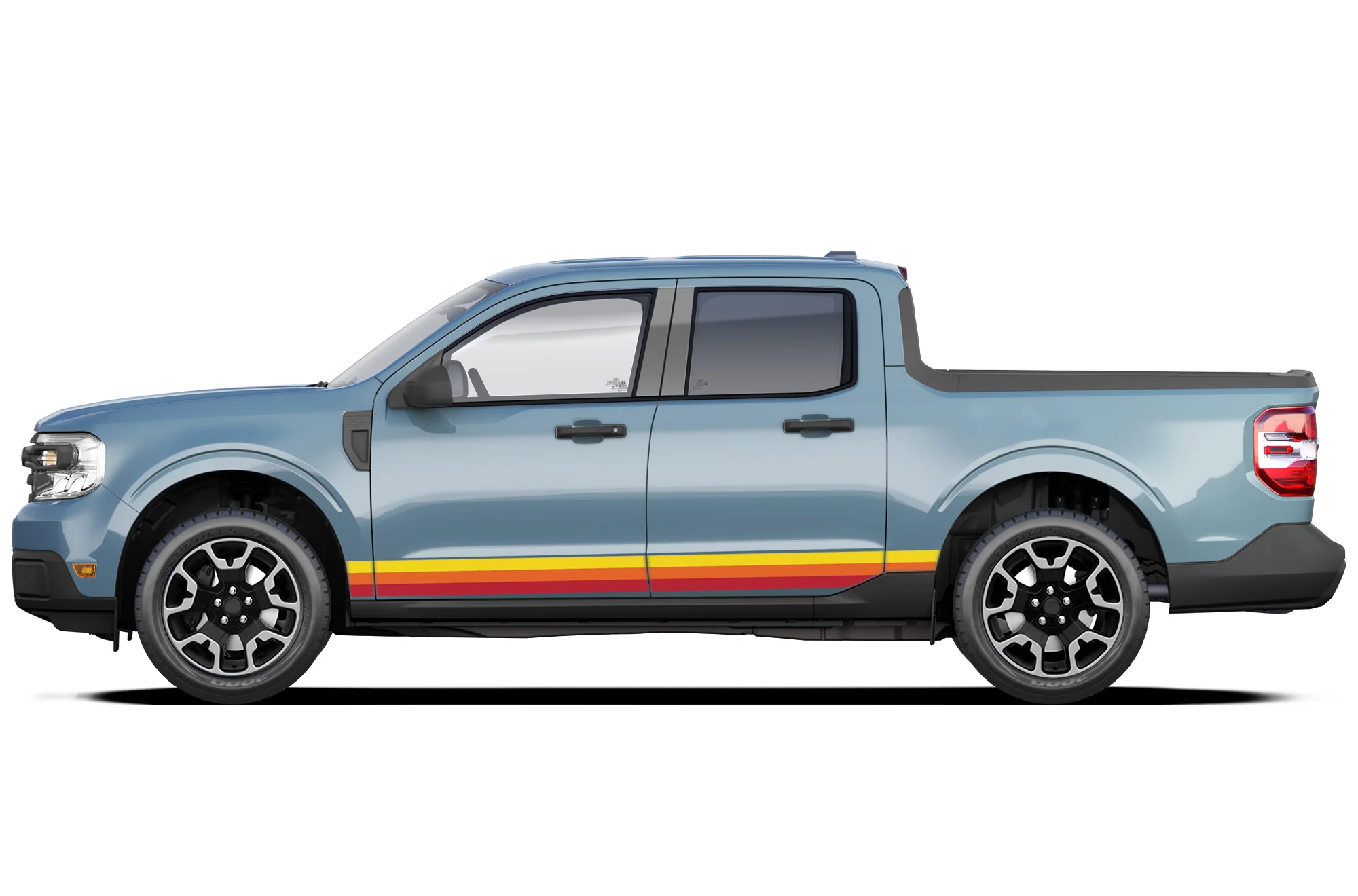 Triple Yellow Orange Red Color Stripes Graphics Vinyl Decals Compatible with Ford Maverick