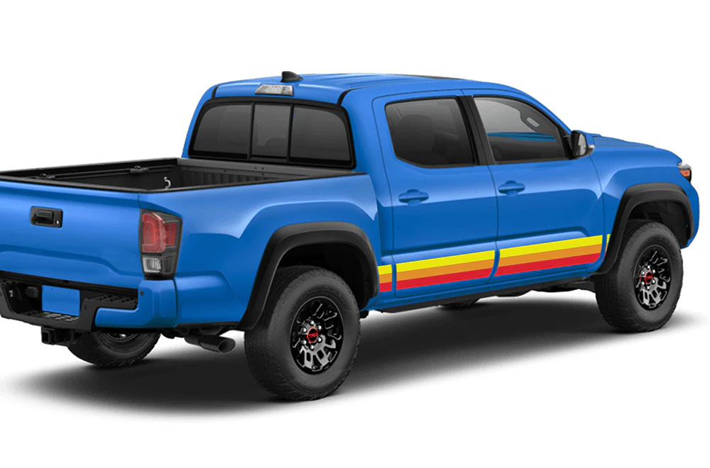 Triple Yellow Orange Red Color Stripes Graphics Vinyl Decals Compatible with Toyota Tacoma - Image 3
