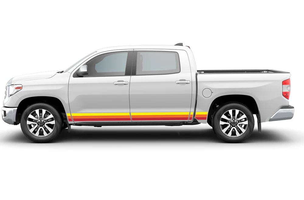 Triple Yellow Orange Red Stripes Graphics Vinyl Decals Compatible with Toyota Tundra