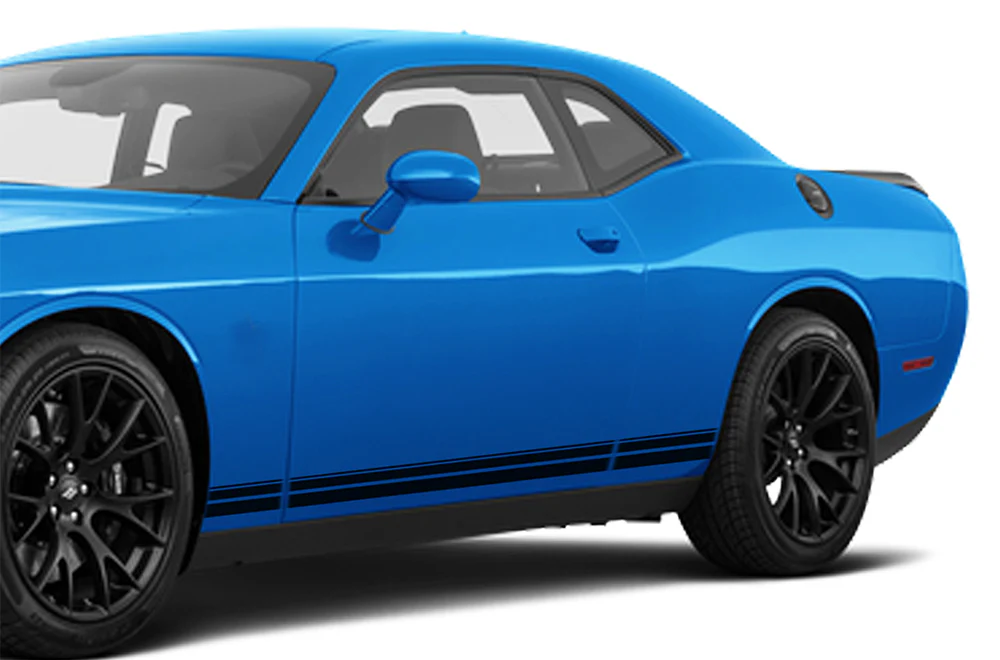Twin Belt Stripes Graphics Vinyl Decal Compatible with Dodge Challenger
