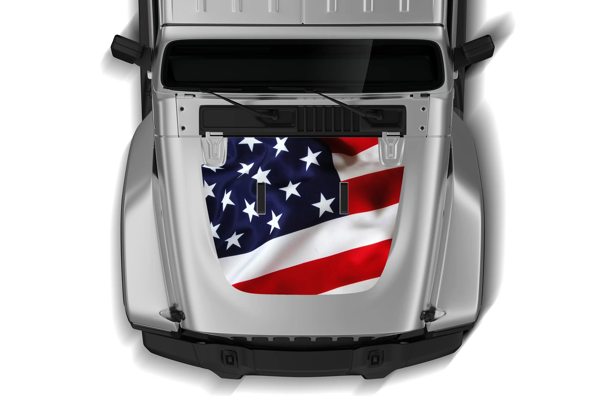 US Flag Print Hood Graphics Vinyl Decals Compatible with Jeep JL Wrangler