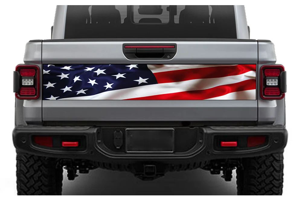US Flag Tailgate Door Decals Vinyl Compatible with Jeep JT Gladiator (8x53 inches)