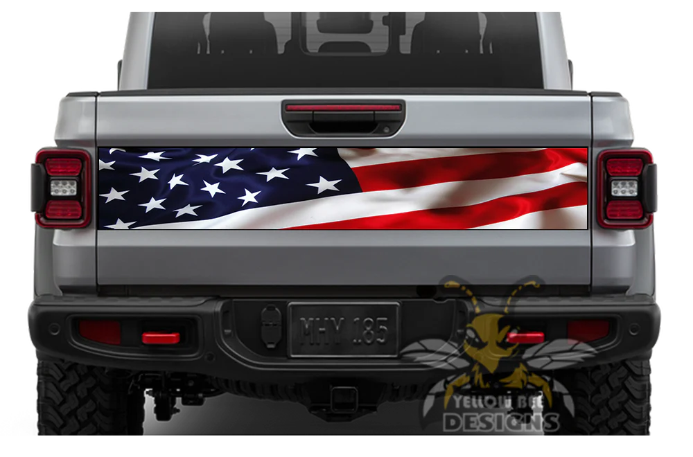 US Flag Tailgate Door Decals Vinyl Compatible with Jeep JT Gladiator (8x53 inches) - Image 2