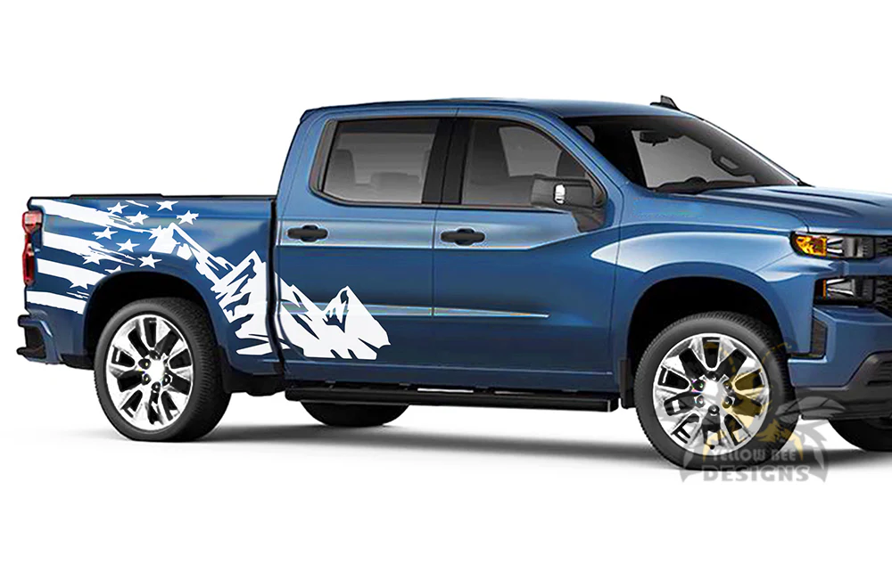 USA/Adventure Side Graphics Vinyl Decals Compatible with Chevrolet Silverado 1500 - Image 3