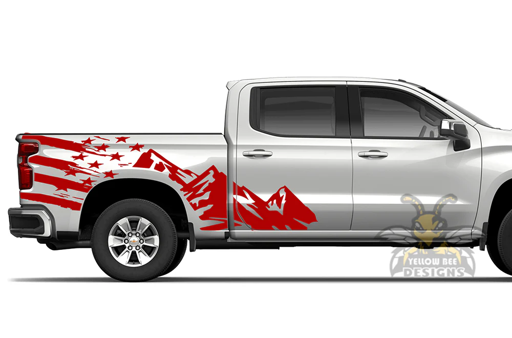 USA/Adventure Side Graphics Vinyl Decals Compatible with Chevrolet Silverado 1500 - Image 4