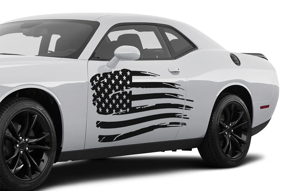 USA Door Side Graphics Vinyl Decals Compatible with Dodge Challenger
