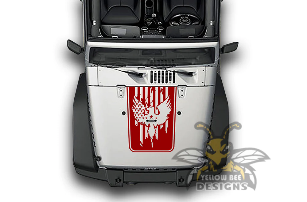 USA Eagle Hood Graphics Vinyl Decals Compatible with Jeep Wrangler - Image 3