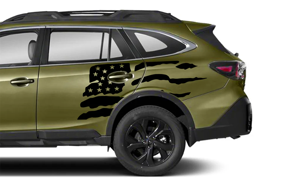 USA Flag Back Door Graphics Vinyl Decals Compatible with Subaru Outback