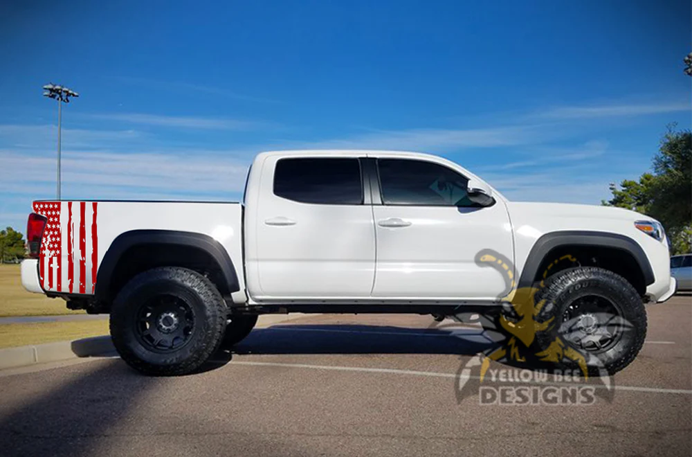 USA Flag Bed Graphics Kit Vinyl Decal Compatible with Toyota Tacoma Double Cab - Image 5