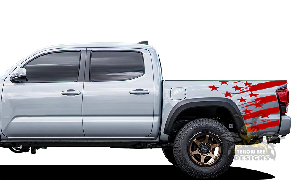 USA Flag Bed Graphics Vinyl Decal Compatible with Toyota Tacoma - Image 2