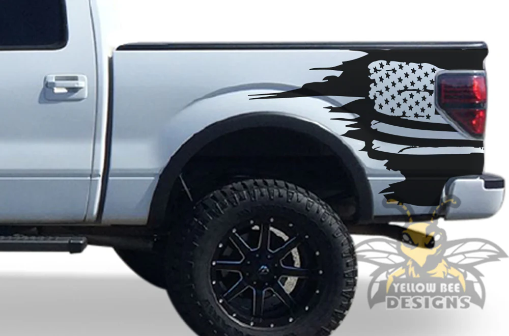 USA Flag Bed Graphics Vinyl Decals Compatible with Ford F150 Super Crew Cab 5.5'' - Image 2
