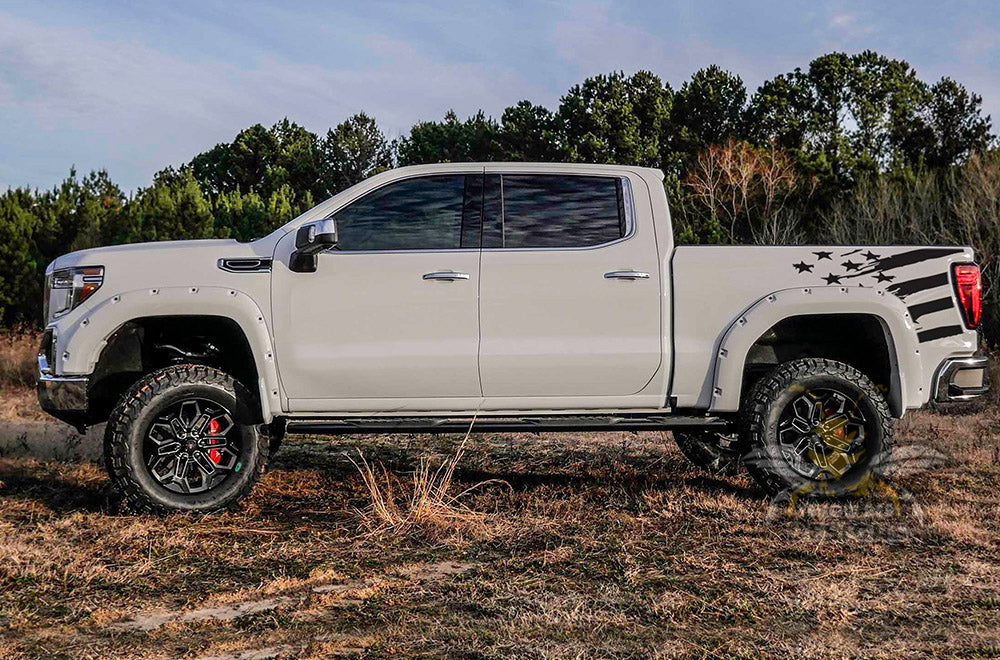 USA Flag bed Graphics Vinyl Decals Compatible with GMC Sierra Crew Cab - Image 2
