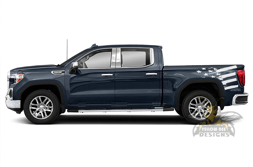 USA Flag bed Graphics Vinyl Decals Compatible with GMC Sierra Crew Cab - Image 3