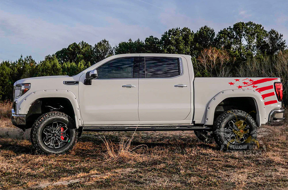 USA Flag bed Graphics Vinyl Decals Compatible with GMC Sierra Crew Cab - Image 4
