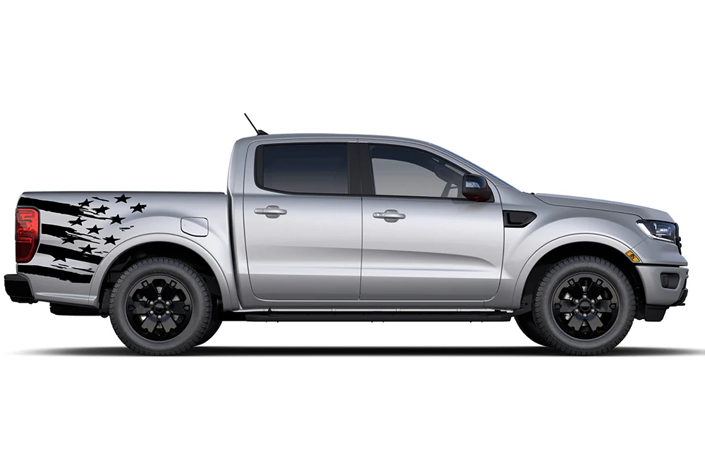 USA Flag Bed Side Graphics Decals Compatible with Ford Ranger