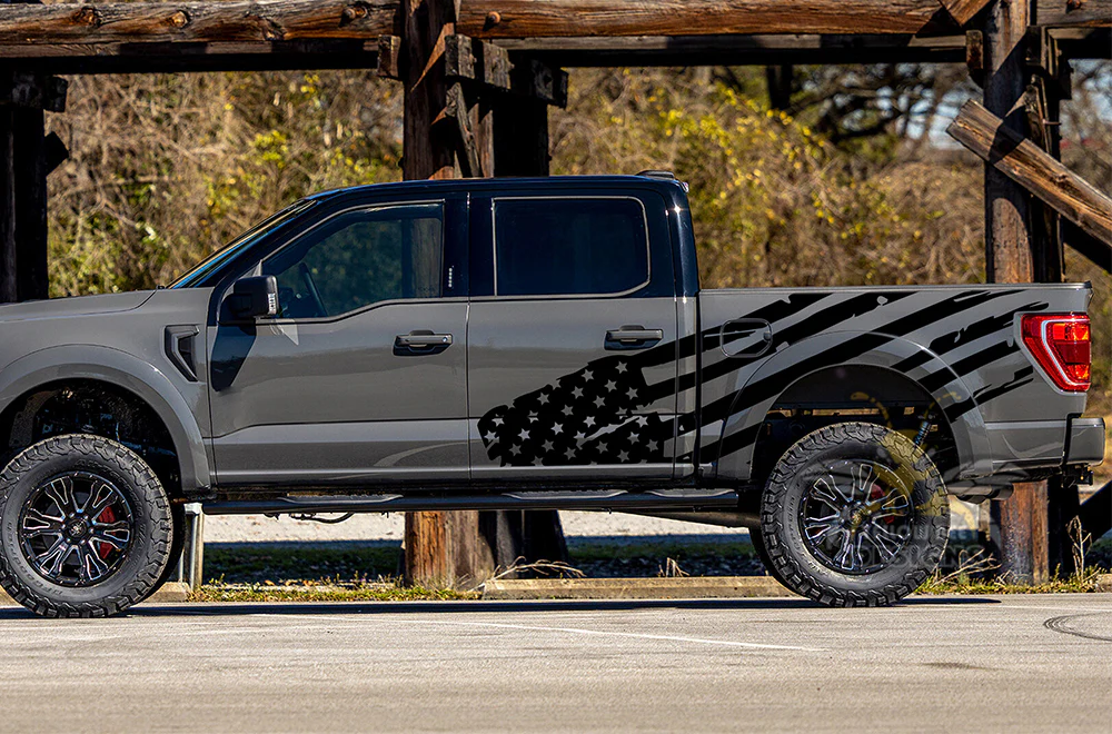 USA Flag Bed Sticker Graphics Vinyl Decals Compatible with Ford F150 Super Crew Cab 5.5'' - Image 5