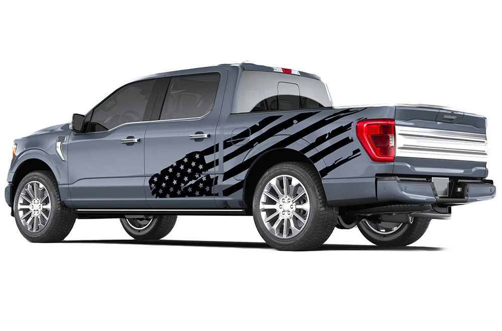 USA Flag Bed Sticker Graphics Vinyl Decals Compatible with Ford F150 Super Crew Cab 5.5'' - Image 6