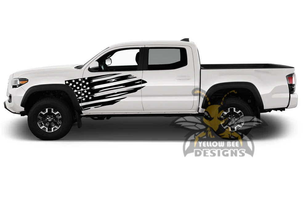 USA Flag Door Side Graphics Decals Vinyl Compatible with Toyota Tacoma Double Cab - Image 2