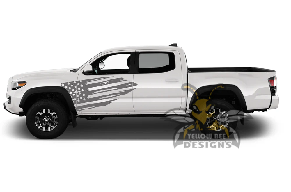 USA Flag Door Side Graphics Decals Vinyl Compatible with Toyota Tacoma Double Cab - Image 3