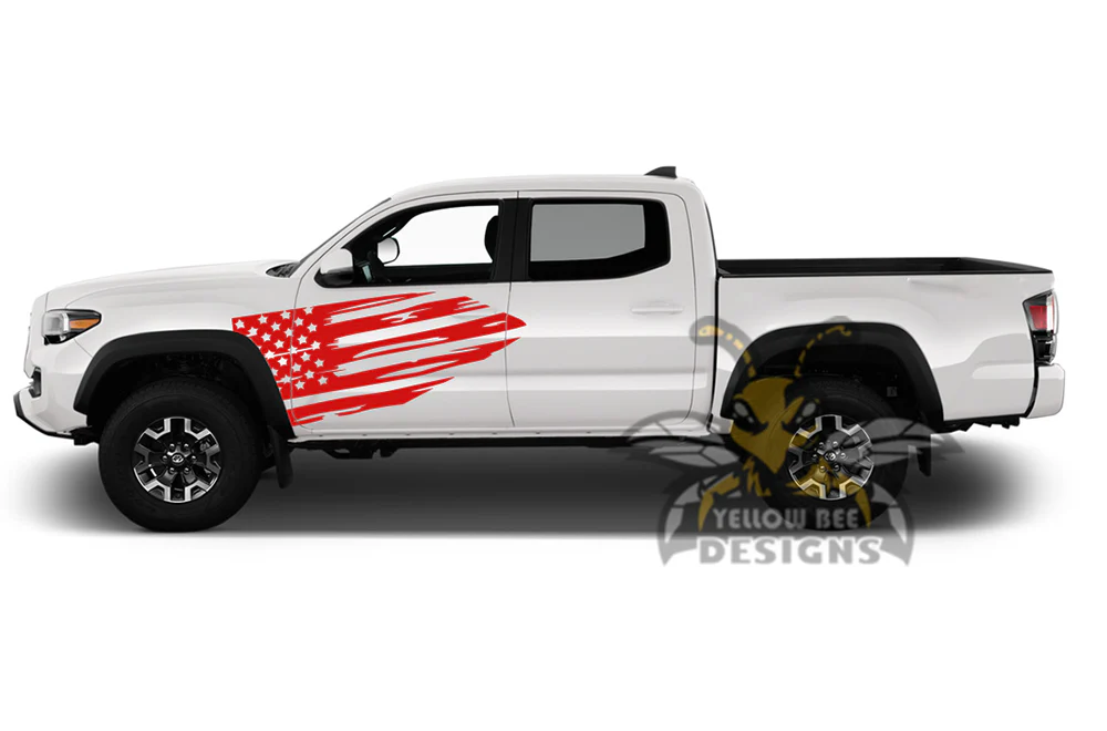 USA Flag Door Side Graphics Decals Vinyl Compatible with Toyota Tacoma Double Cab - Image 4