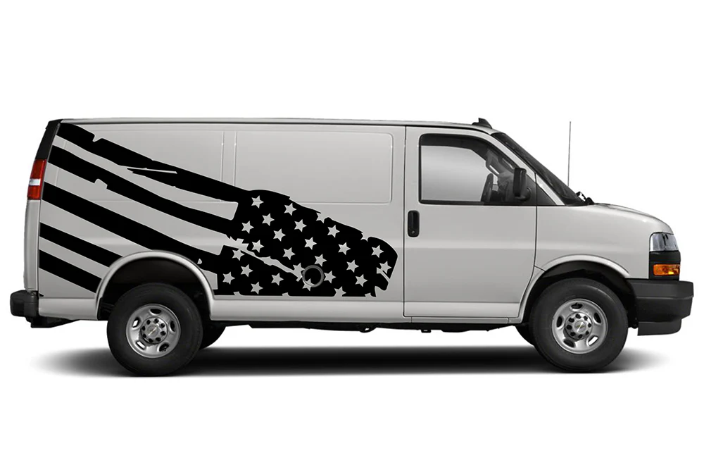 USA Flag Graphics Vinyl Decals Compatible with Chevrolet Express