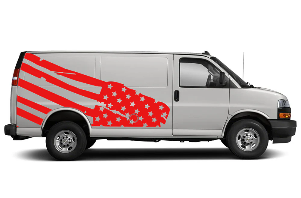 USA Flag Graphics Vinyl Decals Compatible with Chevrolet Express - Image 2