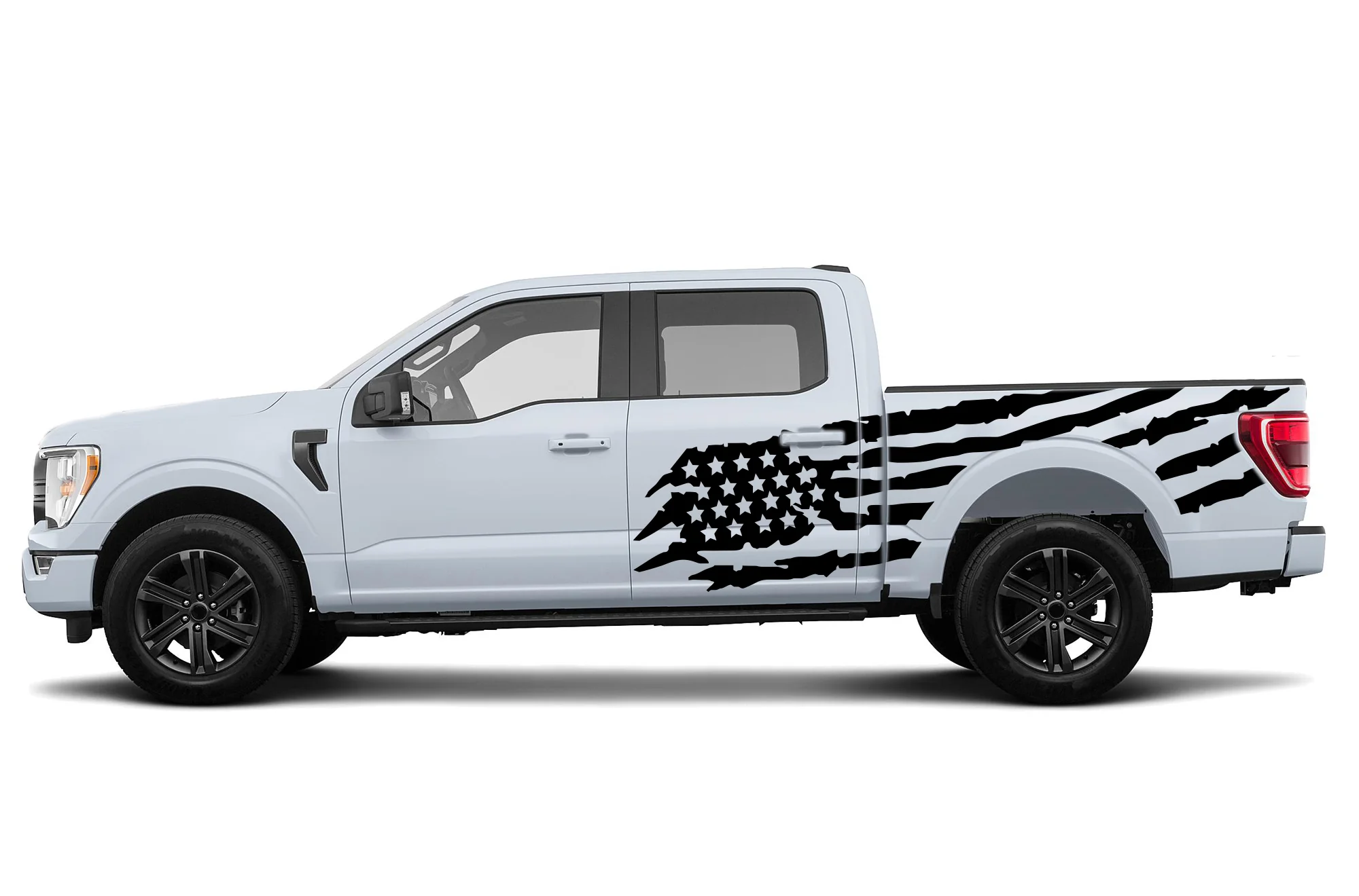 USA Flag Graphics Vinyl Decals Compatible with Ford F150 Super Crew Cab 5.5''