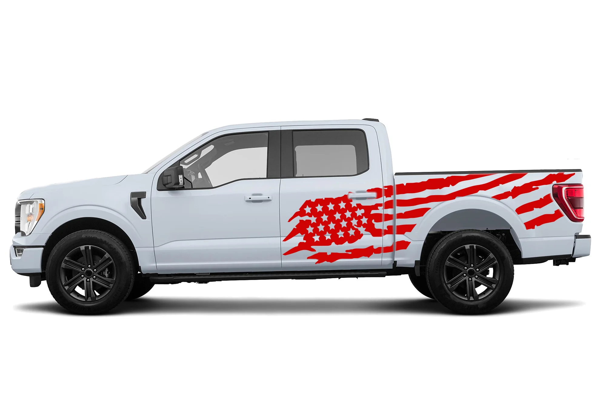 USA Flag Graphics Vinyl Decals Compatible with Ford F150 Super Crew Cab 5.5'' - Image 2